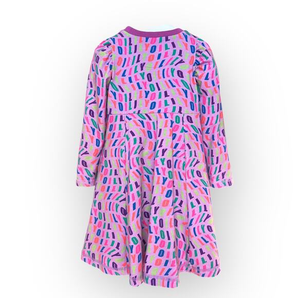 Oilily Organic Jersey Logo Dress, Metallic Striped Tights, Size 104 (4T) Purple - Picture 5 of 16